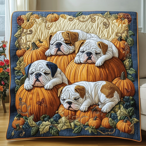 Dreamy Pumpkin Bulldog Quilted Blanket GFTOTP12194