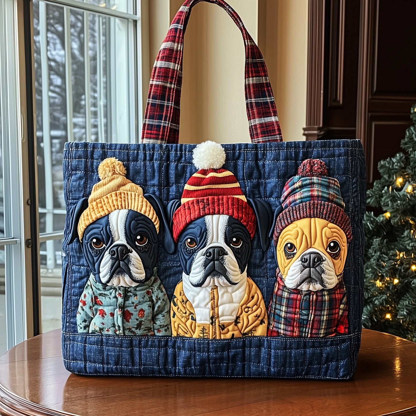 Frosty Frenchie Quilted Tote Bag GFTOTP12270