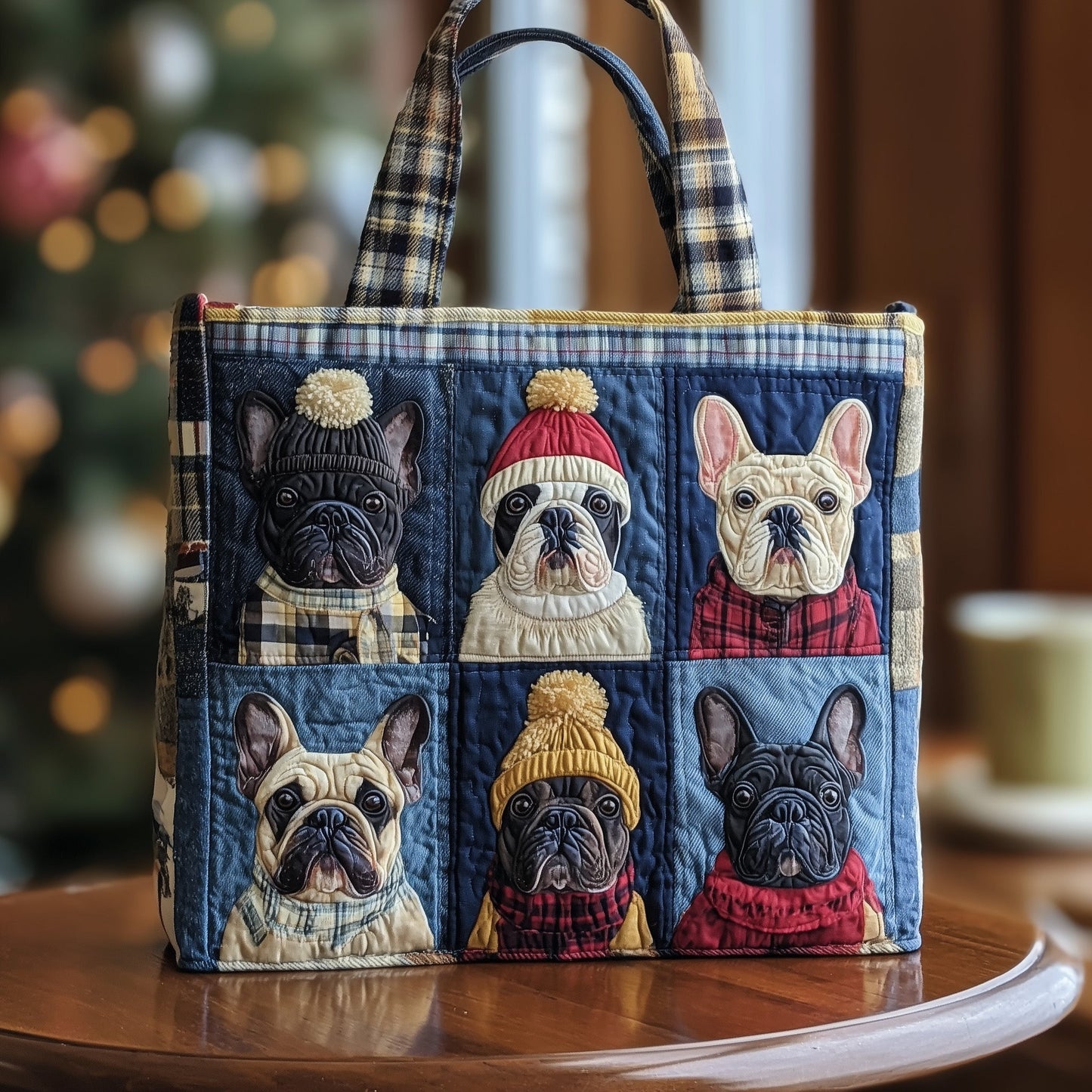 Frosty Frenchie Quilted Tote Bag GFTOTP12271