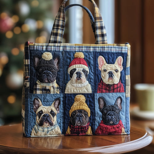 Frosty Frenchie Quilted Tote Bag GFTOTP12271