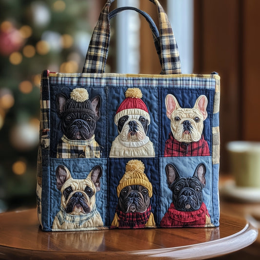 Frosty Frenchie Quilted Tote Bag GFTOTP12271