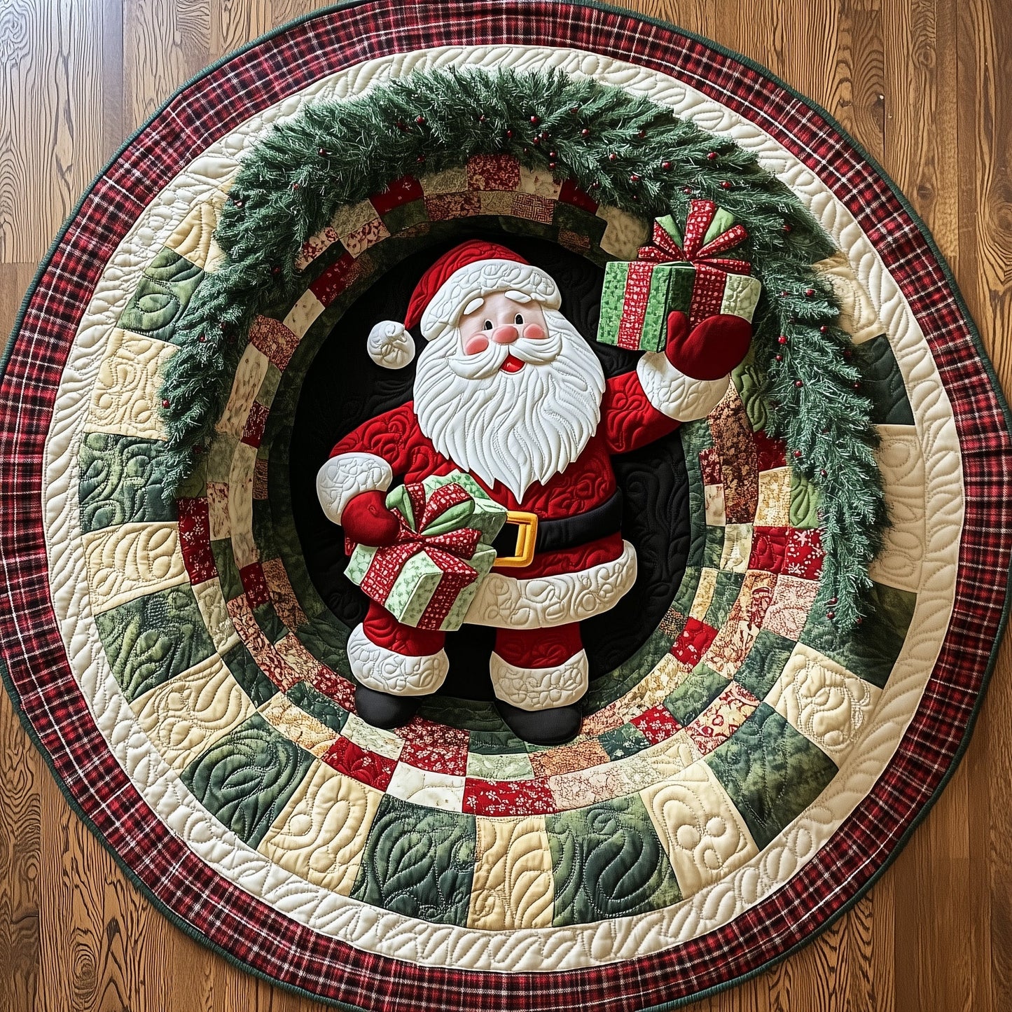 Holiday Santa Quilted Round Mat GFTOTP12328