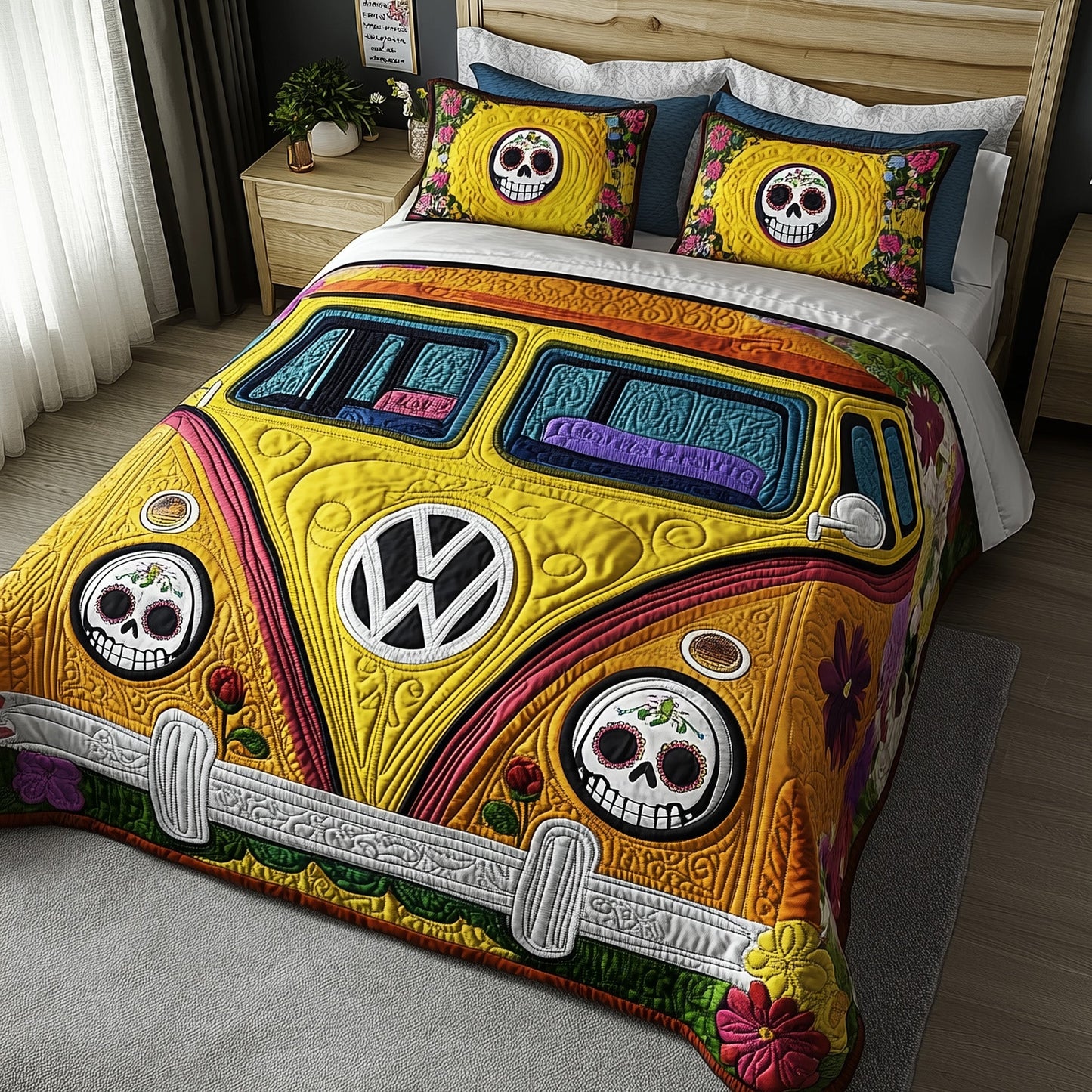Día de los Muertos Camper Duvet Cover Set GFTOTP12384