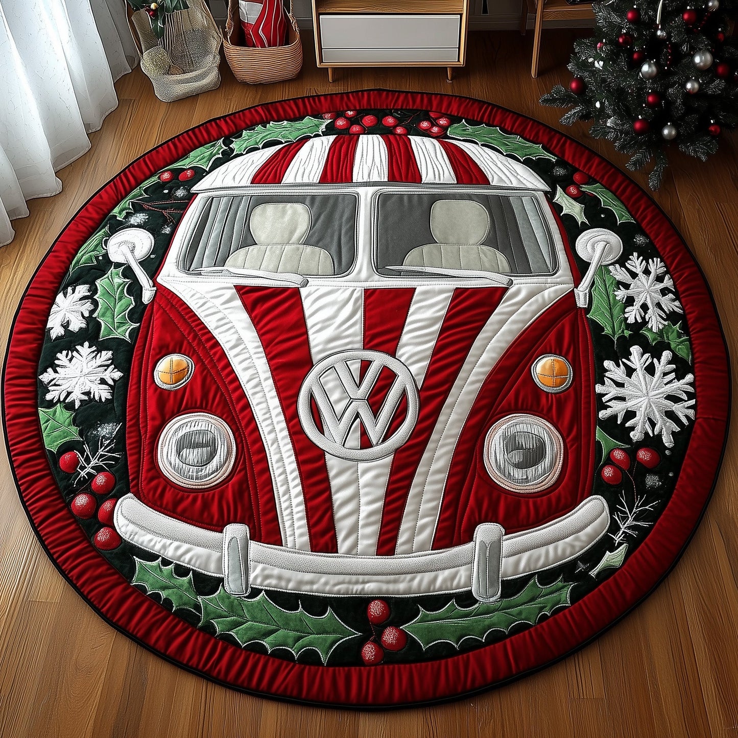 Sweet Stripe Camper Quilted Round Mat GFTOTP12389