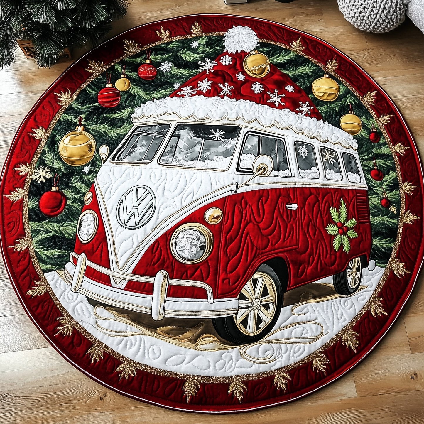 Yuletide Van Quilted Round Mat GFTOTP12391
