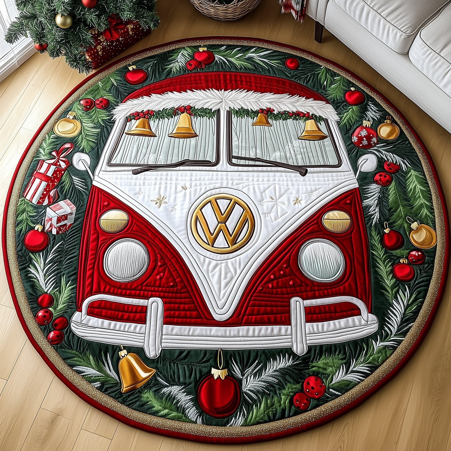 Yuletide Van Quilted Round Mat GFTOTP12392