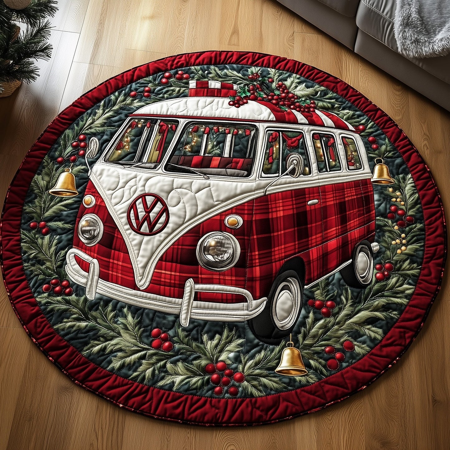 Yuletide Van Quilted Round Mat GFTOTP12394