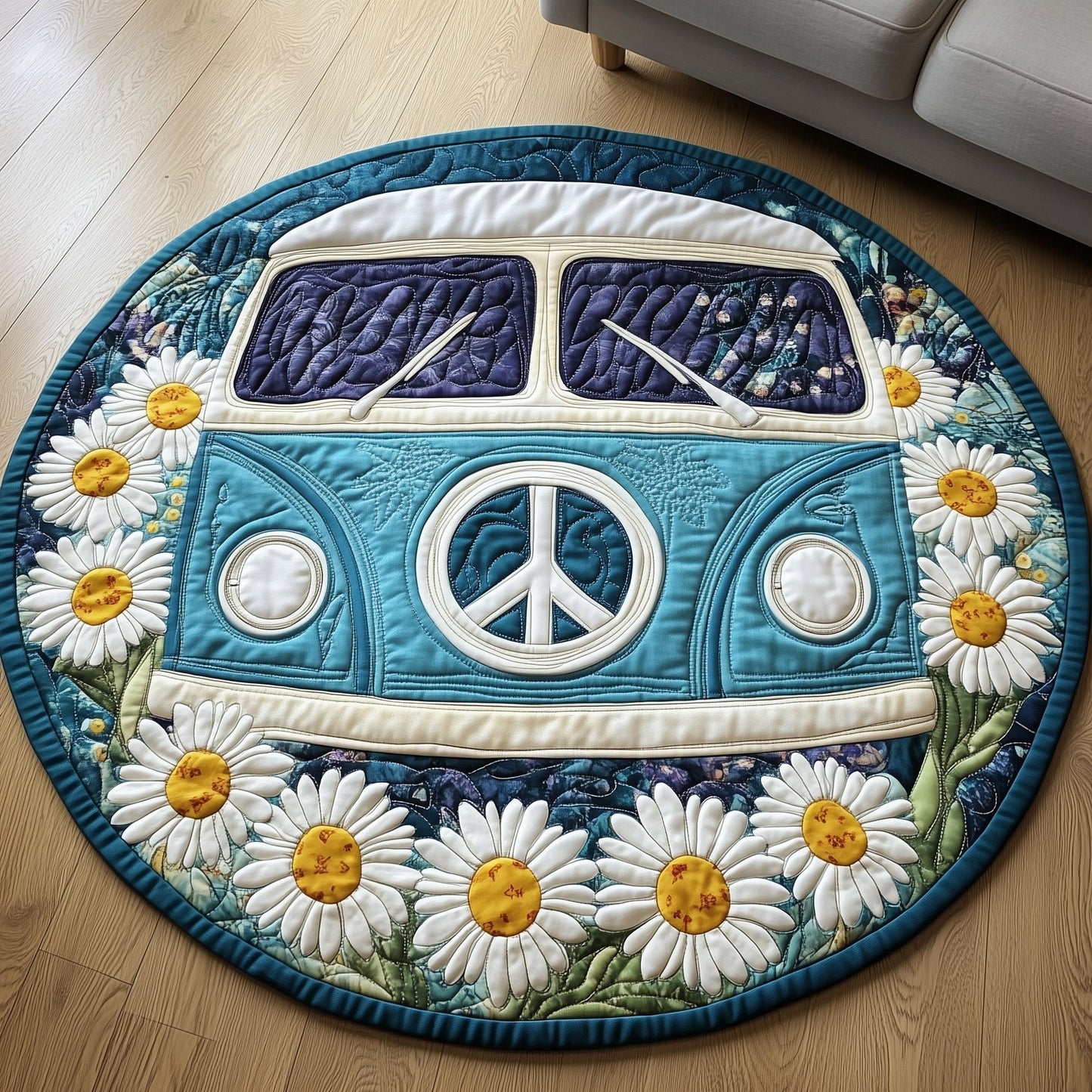 Hippie Van Quilted Round Mat GFTOTP12402