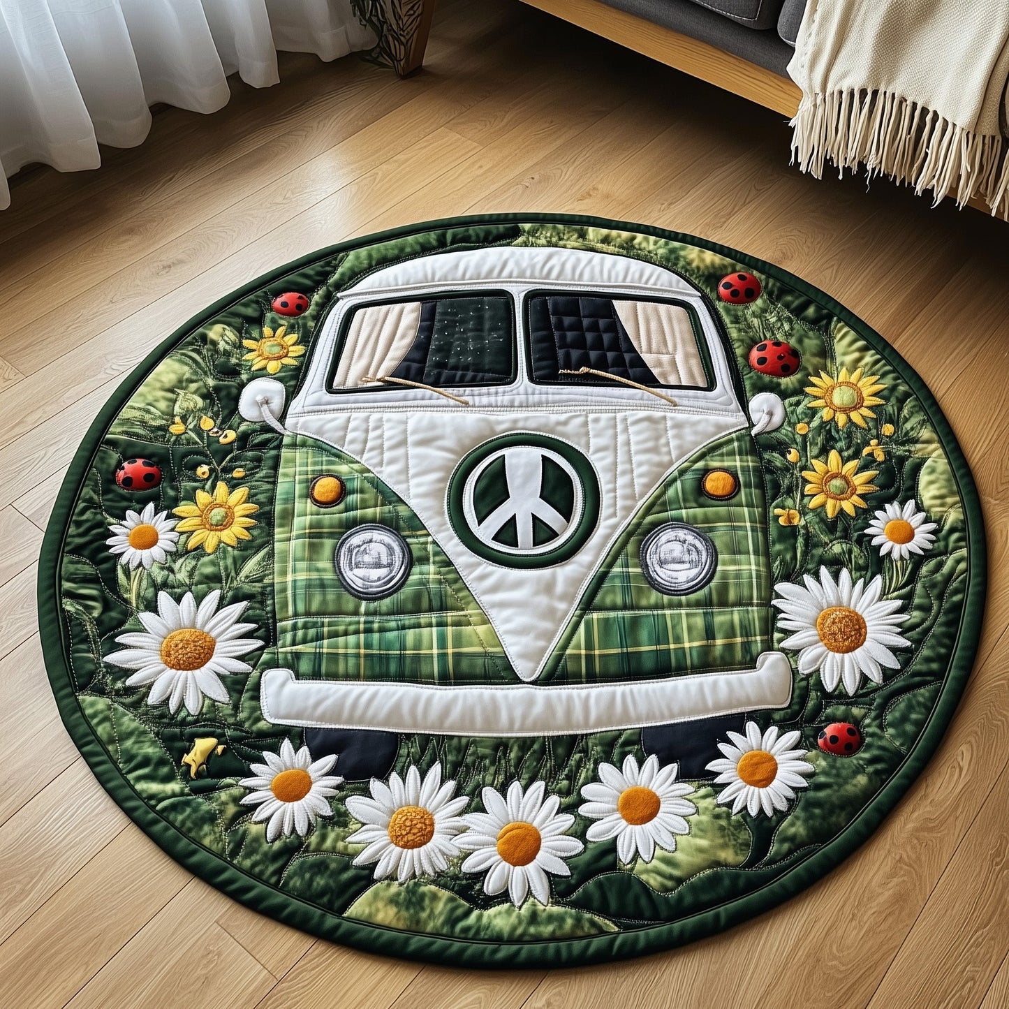 Hippie Van Quilted Round Mat GFTOTP12403