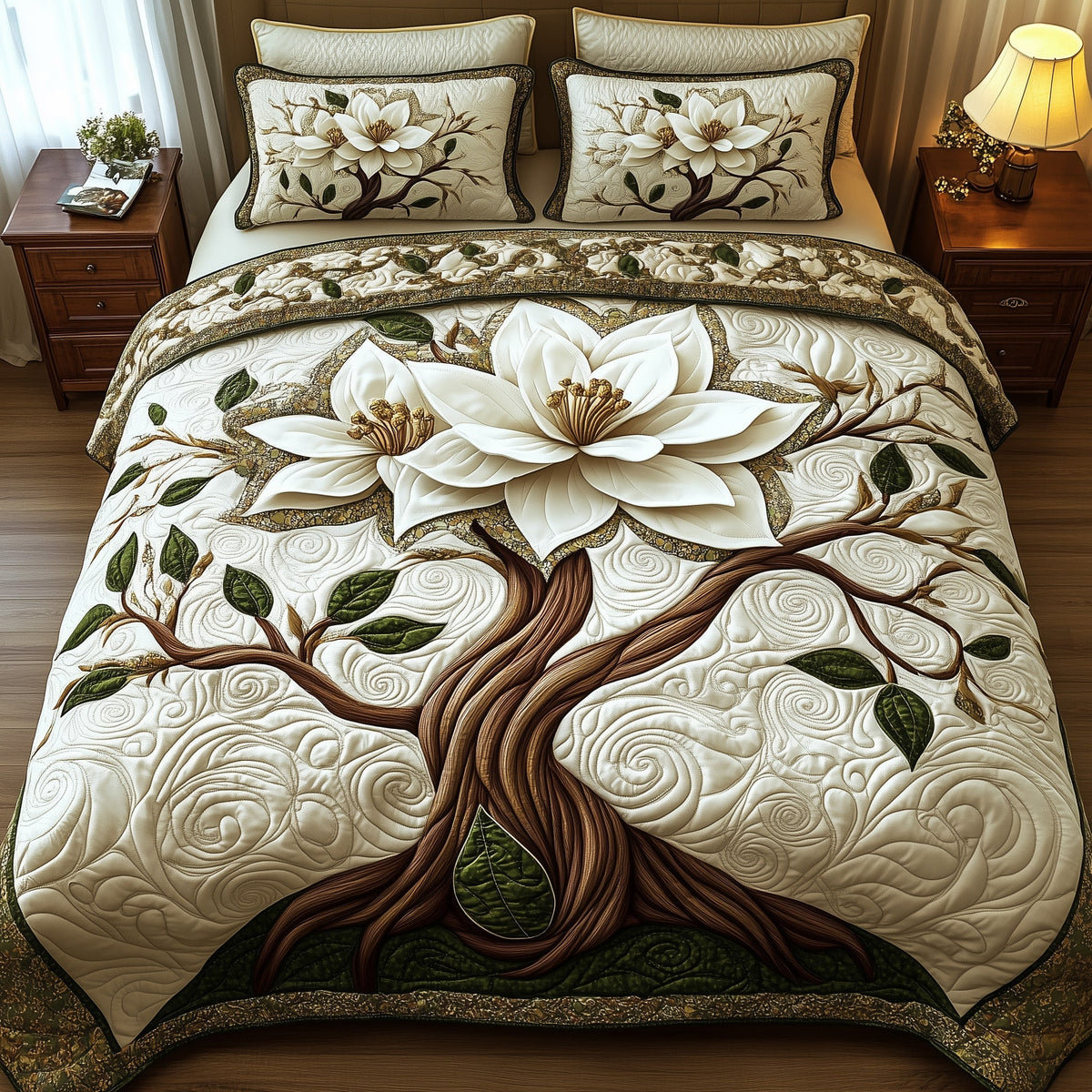 Magnolia Charm 3-Piece Quilted Bedding Set GFTOTP12466