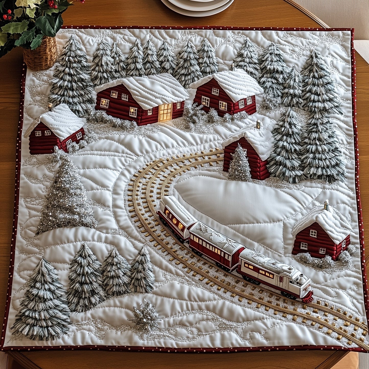 Holiday Village Quilted Table Topper GFTOTP12536