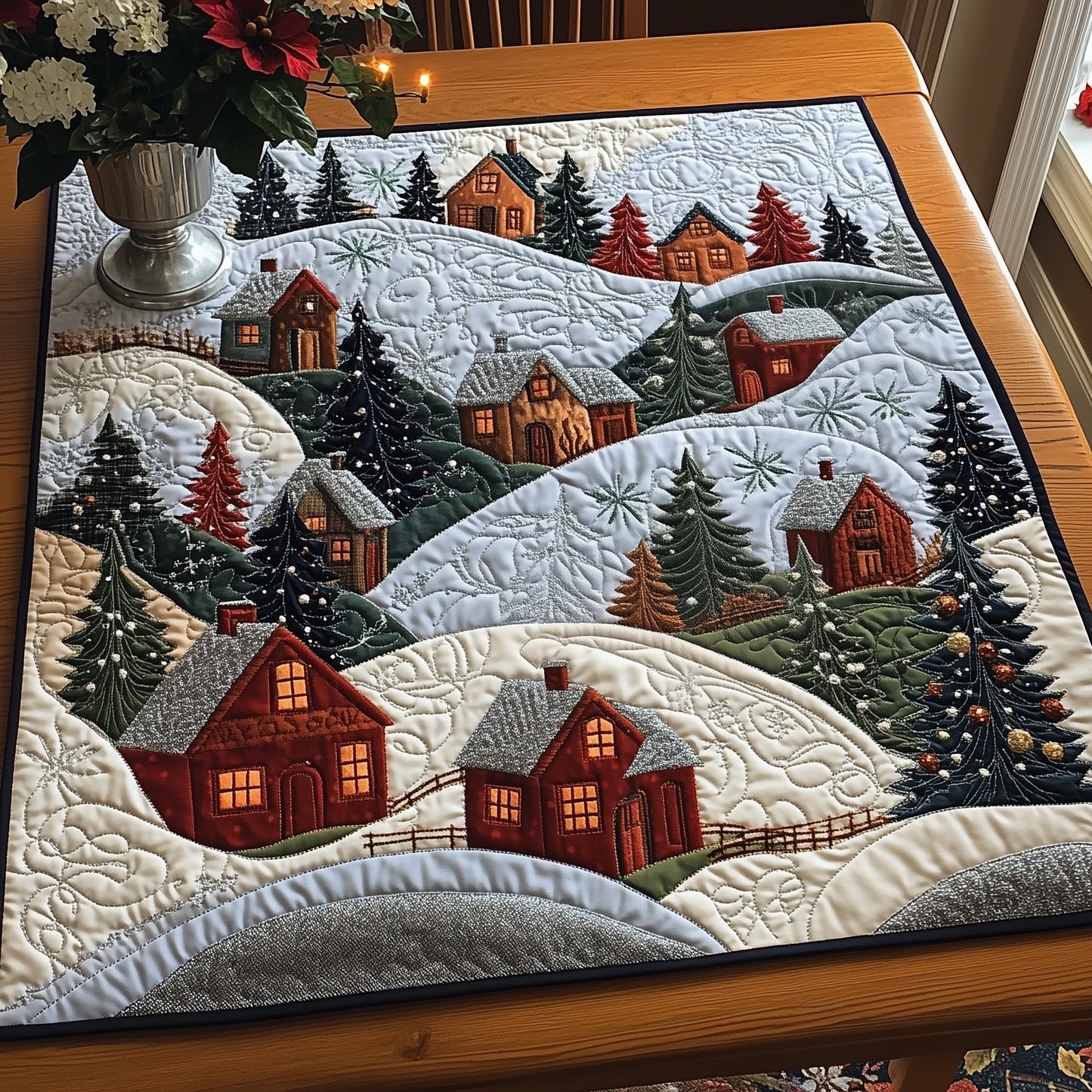 Holiday Village Quilted Table Topper GFTOTP12541
