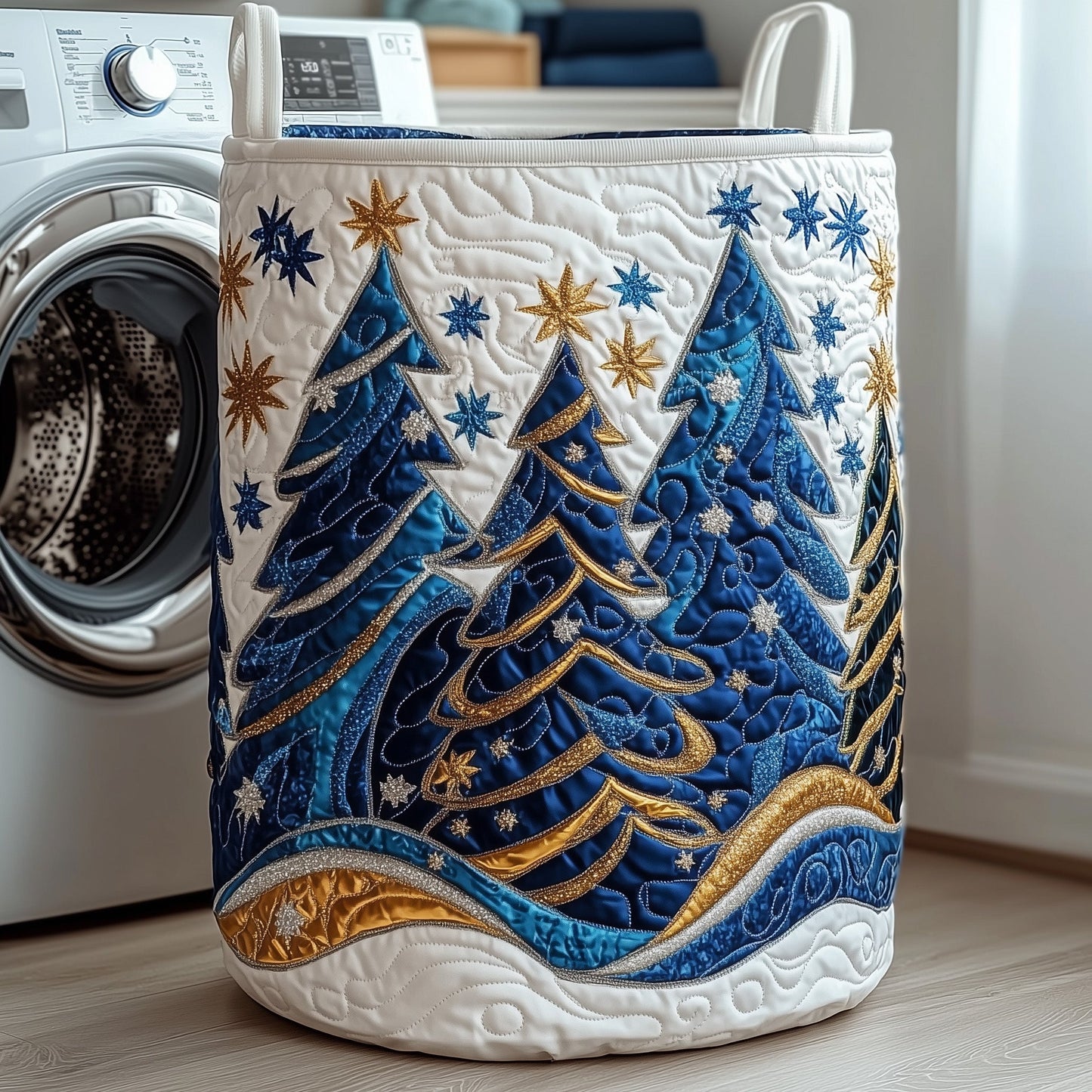 Festive Fir Quilted Laundry Basket GFTOTP12542