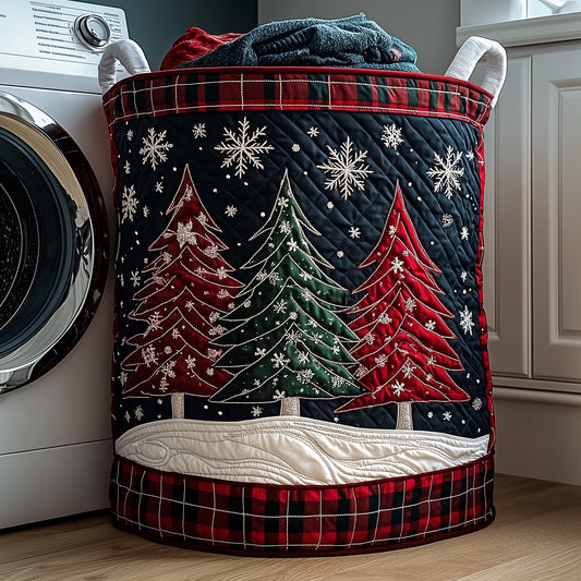 Festive Fir Quilted Laundry Basket GFTOTP12543