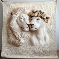Happy Lion Couple Quilted Blanket GFTOTP1254