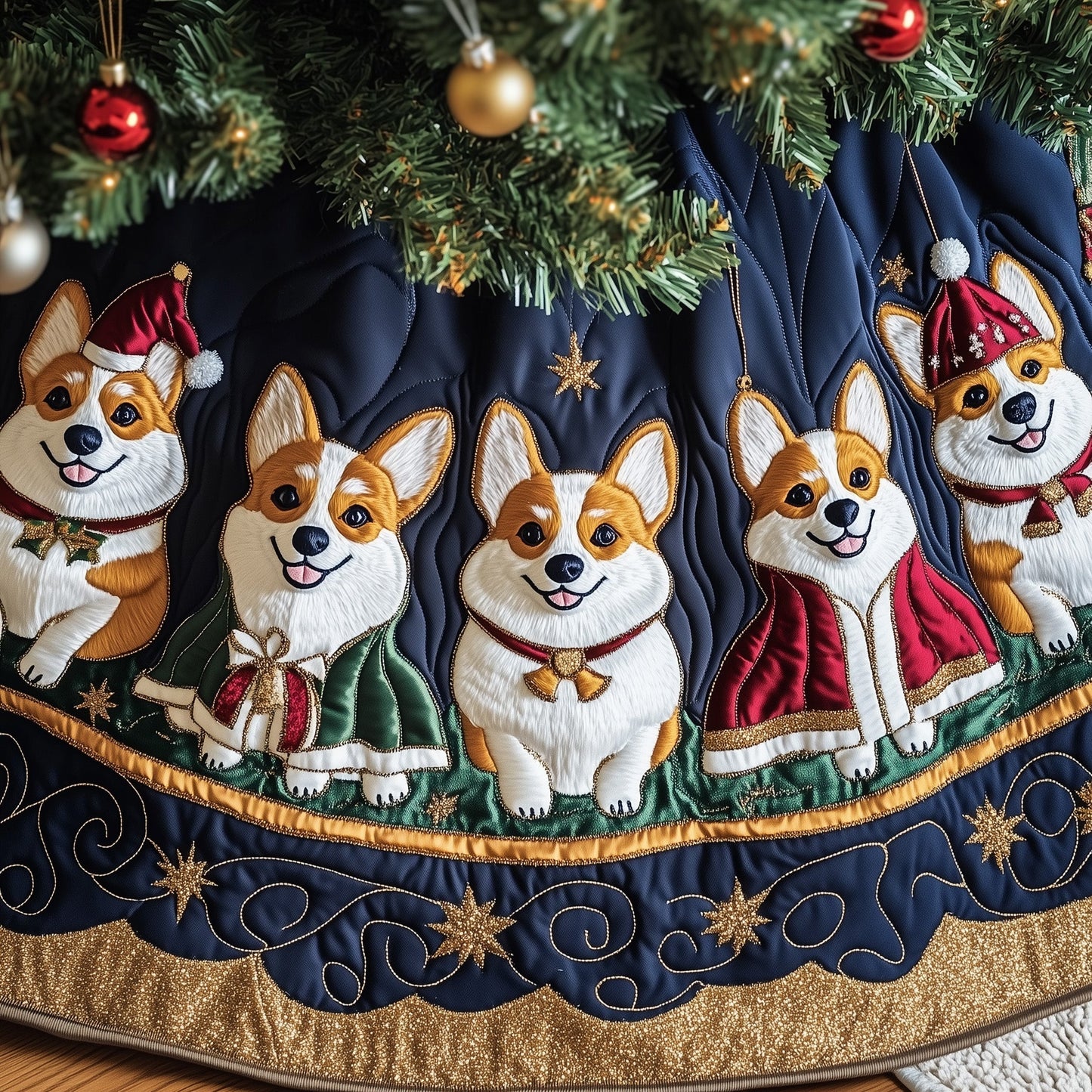 Corgi Charm Quilted Tree Skirt GFTOTP12568