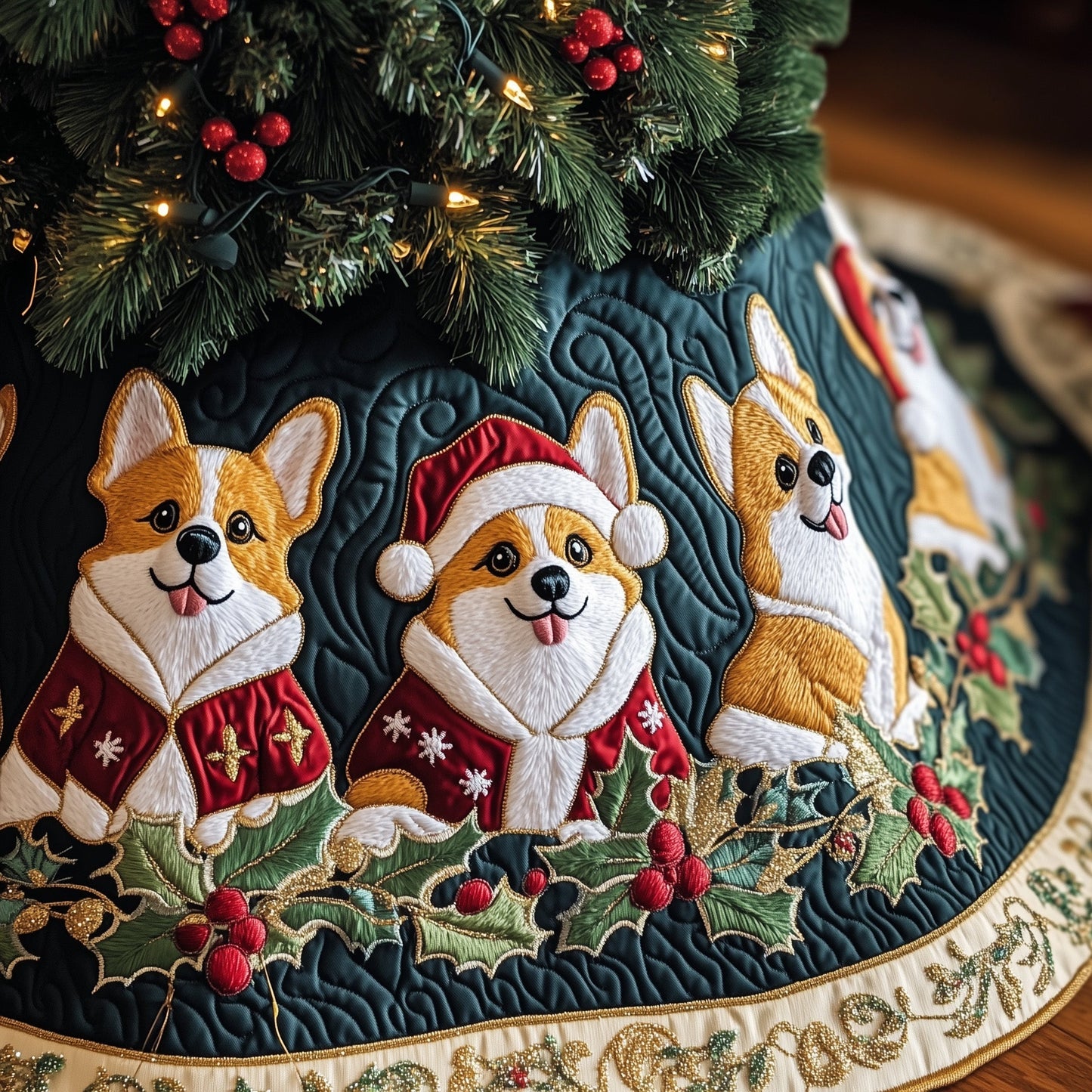 Corgi Charm Quilted Tree Skirt GFTOTP12571
