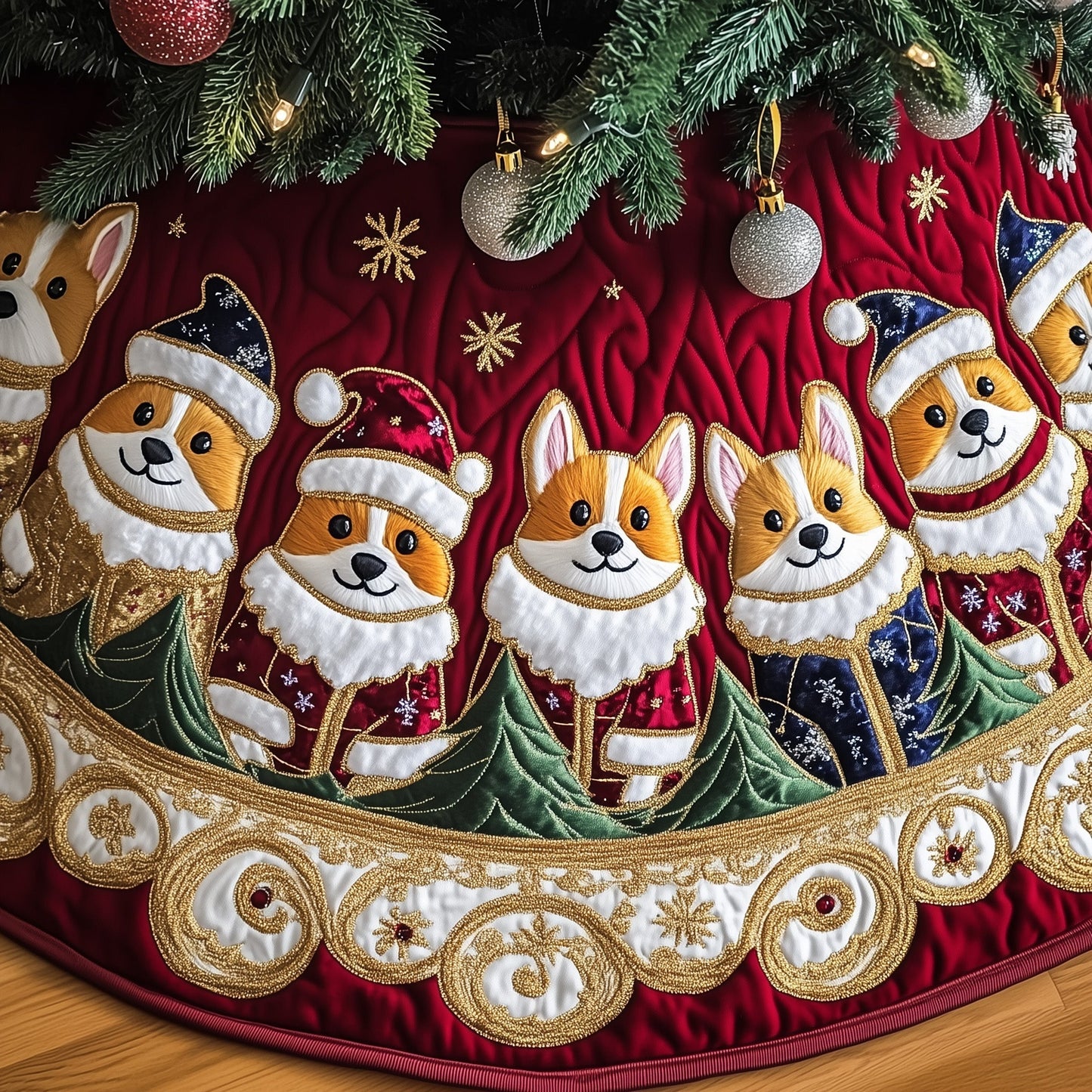 Corgi Charm Quilted Tree Skirt GFTOTP12573