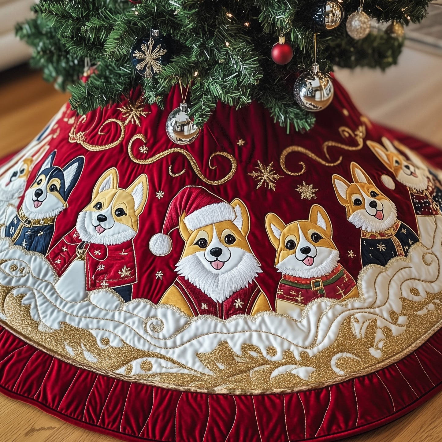 Corgi Charm Quilted Tree Skirt GFTOTP12574