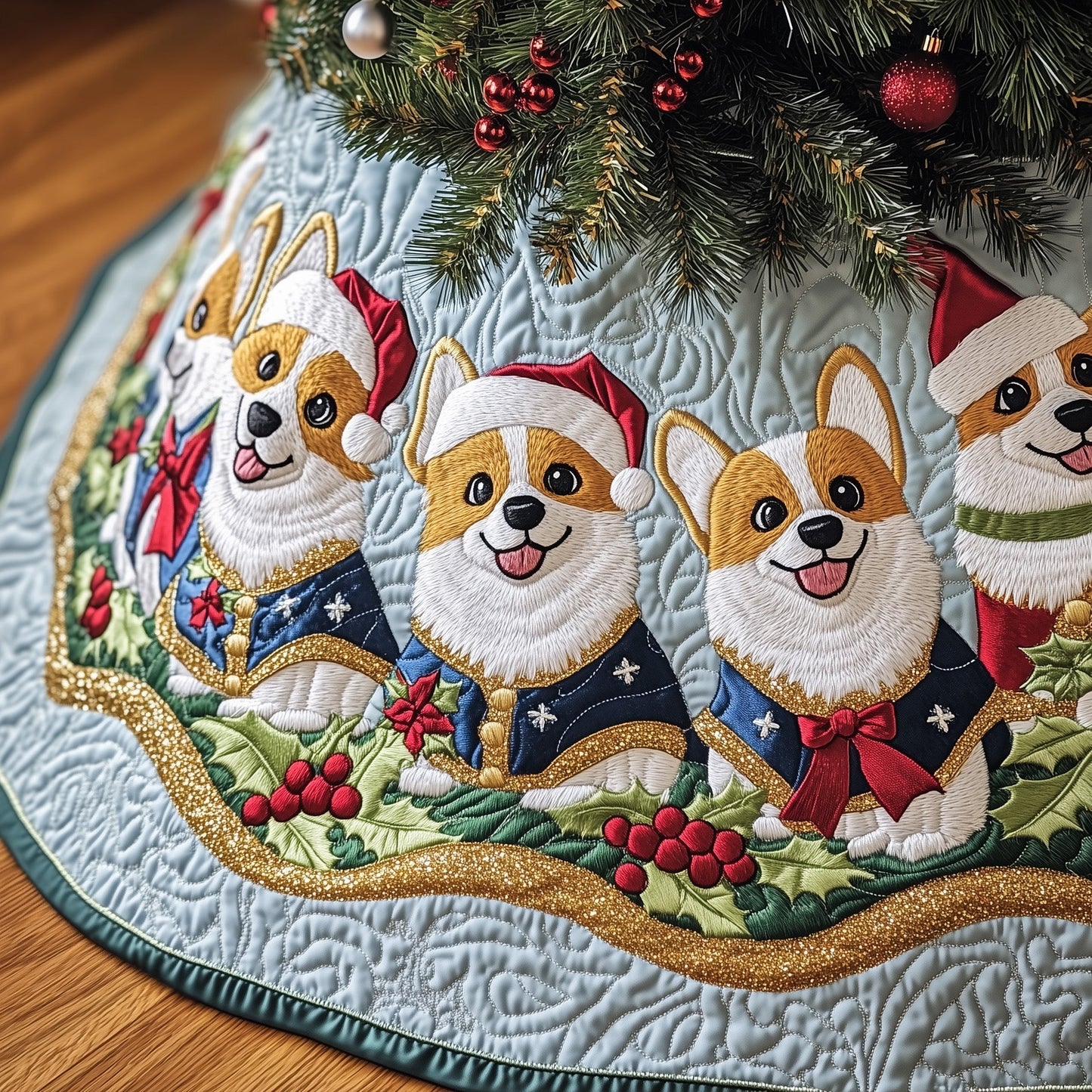 Corgi Charm Quilted Tree Skirt GFTOTP12575