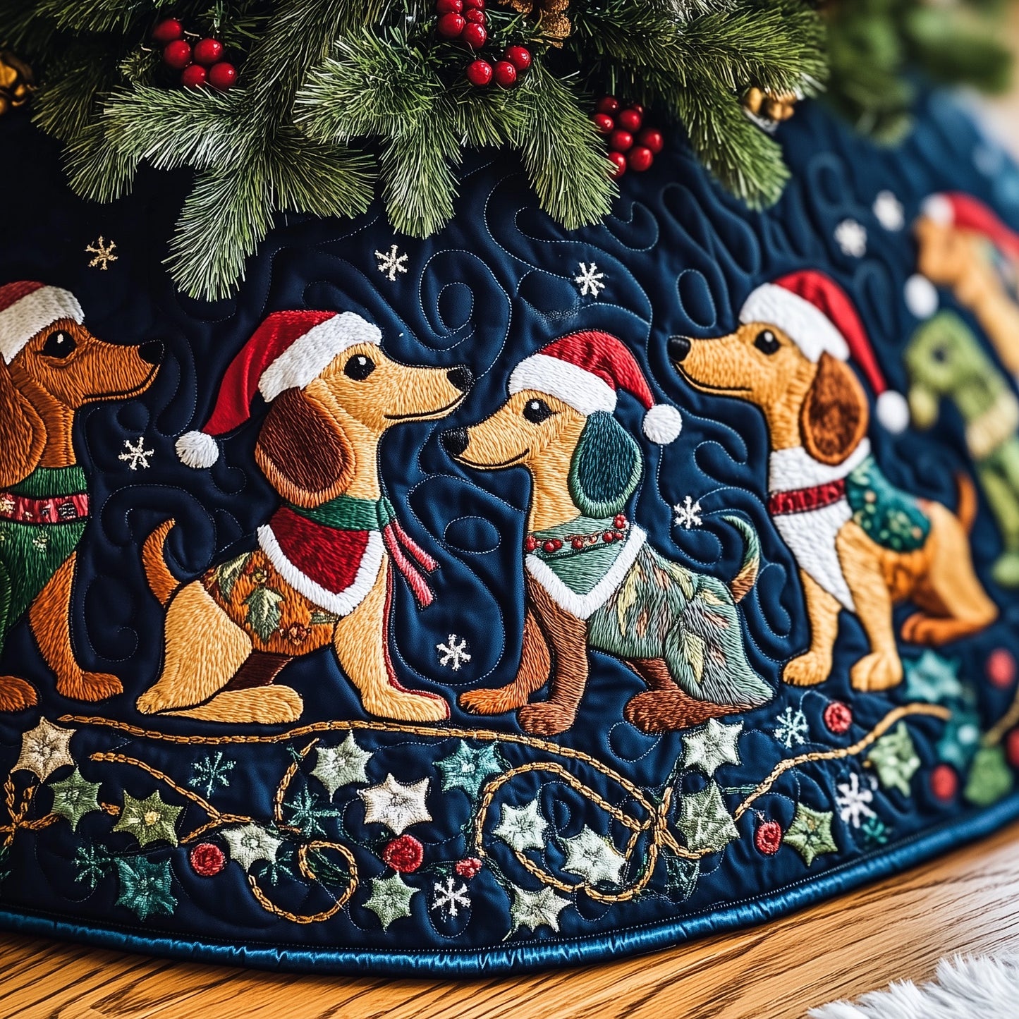 Dachshund Charm Quilted Tree Skirt GFTOTP12584
