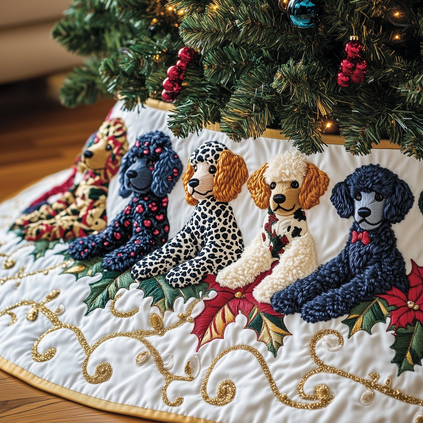 Poodle Charm Quilted Tree Skirt GFTOTP12622