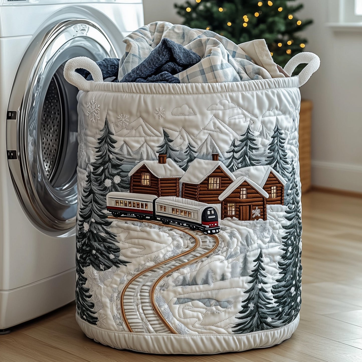 Holiday Express Quilted Laundry Basket GFTOTP12719
