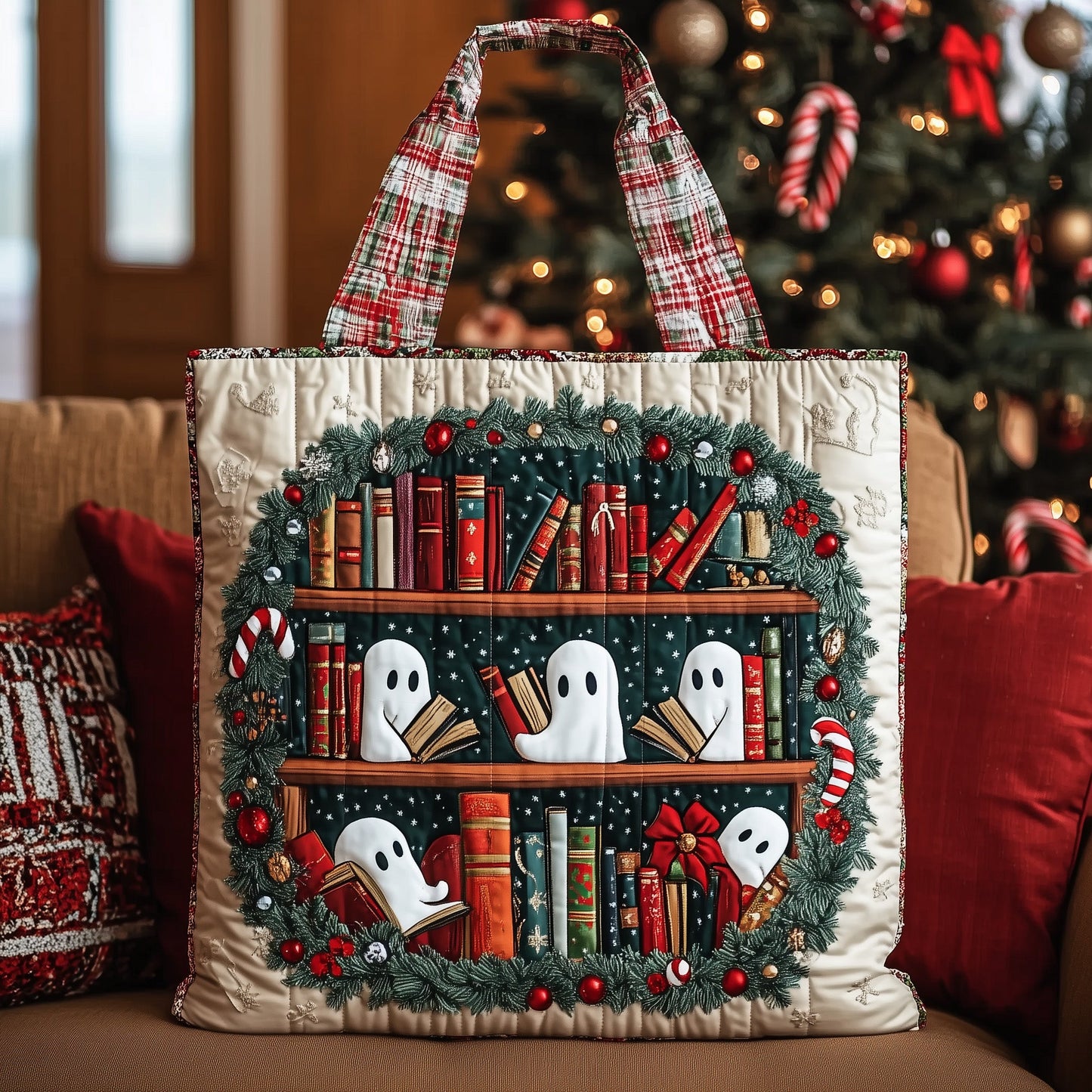 Holiday Bookworm Quilted Tote Bag GFTOTP12859