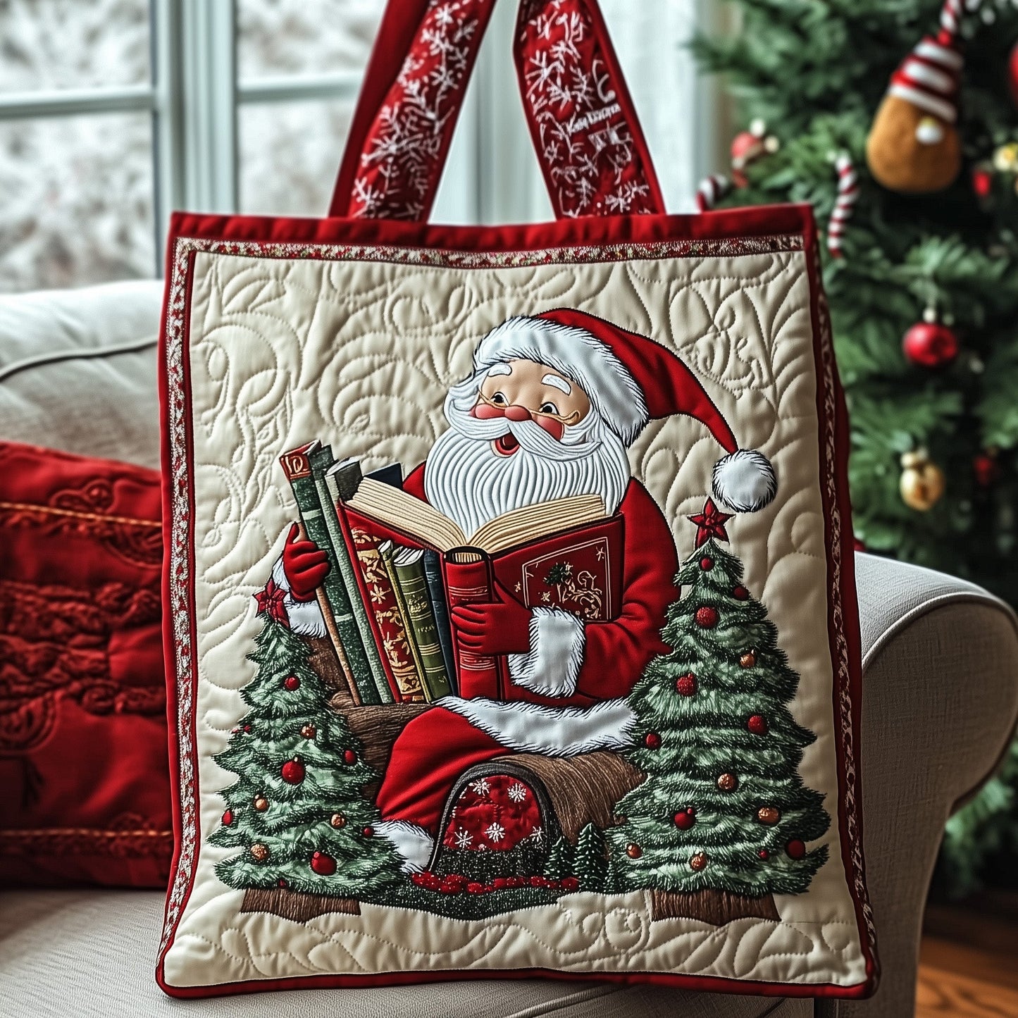 Holiday Bookworm Quilted Tote Bag GFTOTP12860