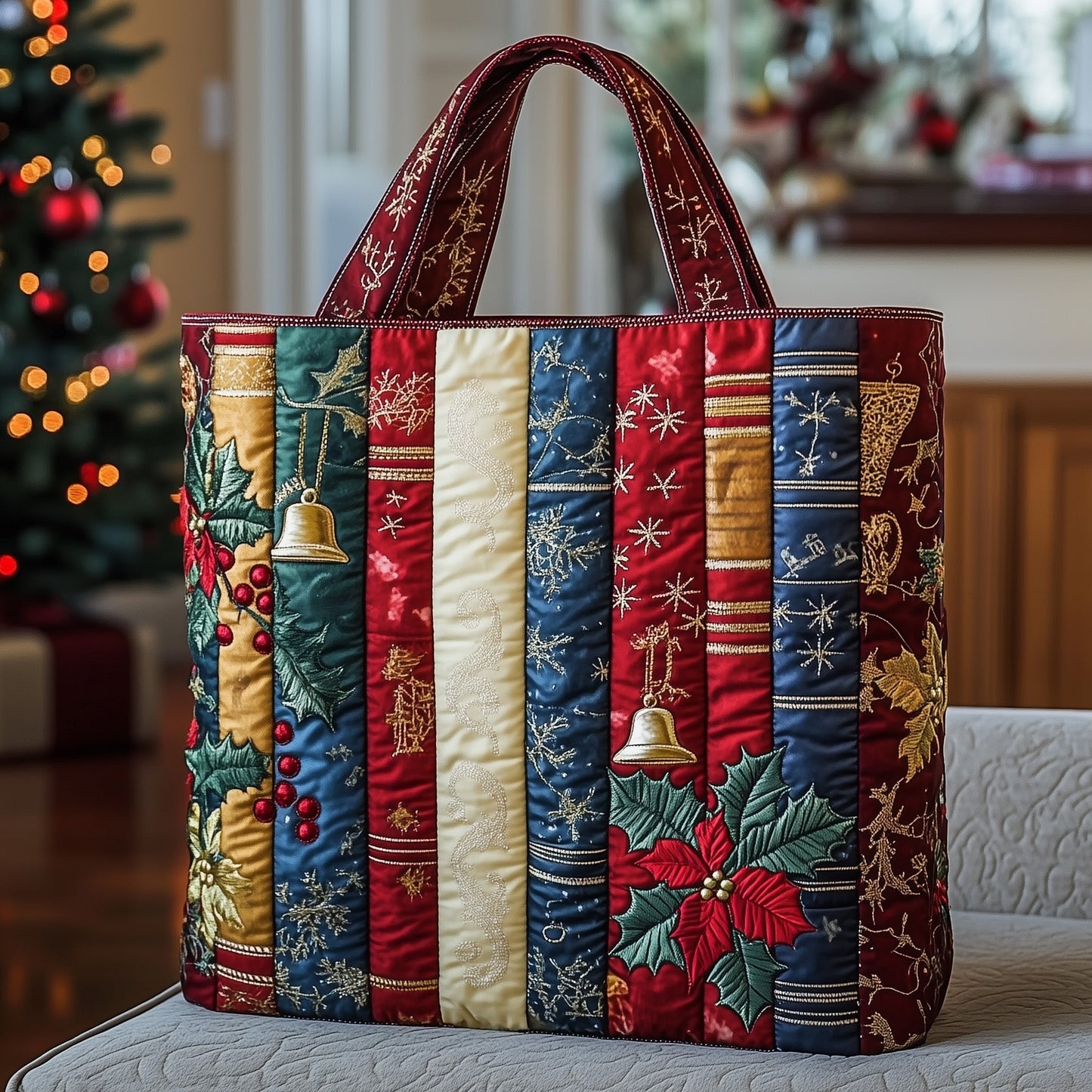 Holiday Bookworm Quilted Tote Bag GFTOTP12862
