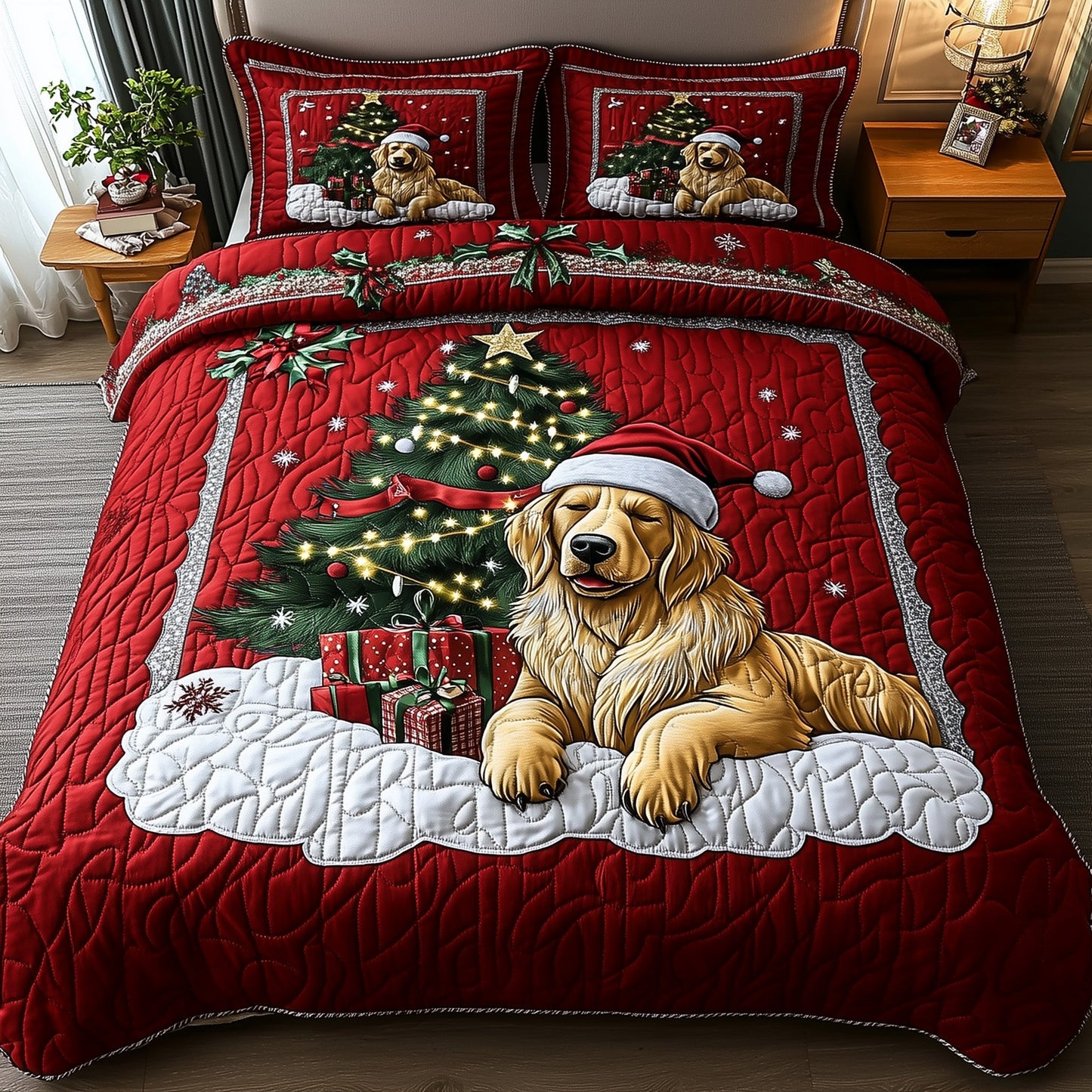Christmas Golden Retriever Duvet Cover Set GFTOTP12880