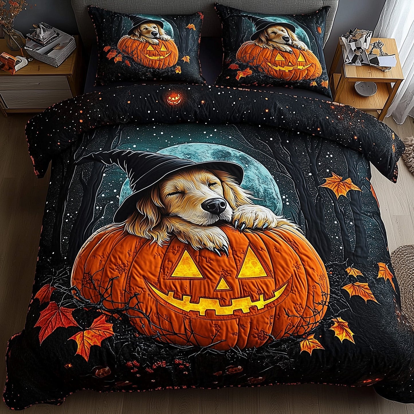Halloween Golden Retriever Duvet Cover Set GFTOTP12881