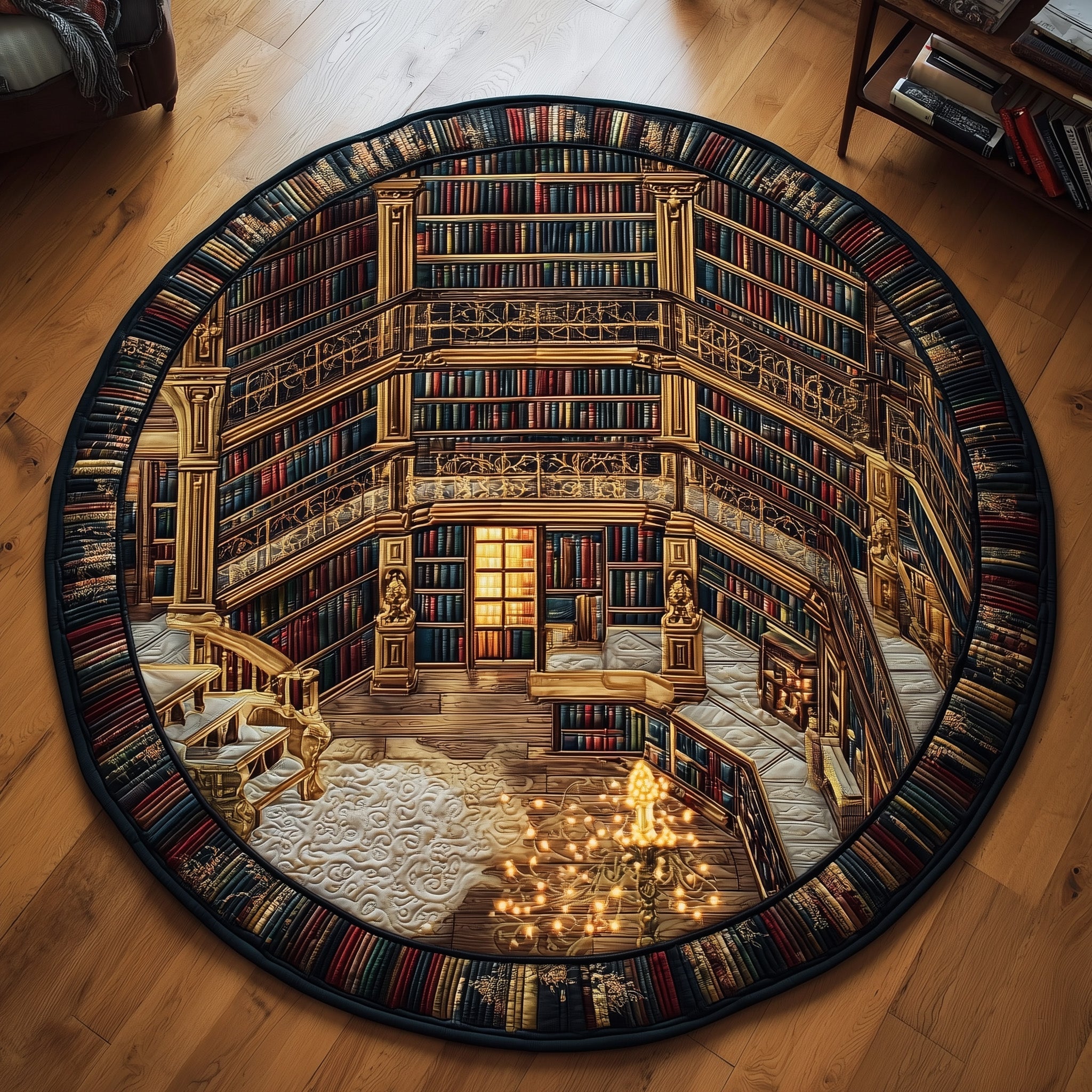 Ancient Library Quilted Round Mat GFTOTP12903 – Patchique Store