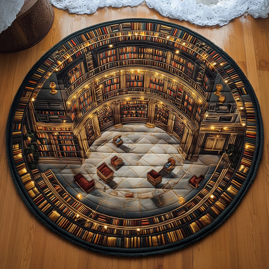 Ancient Library Quilted Round Mat GFTOTP12904
