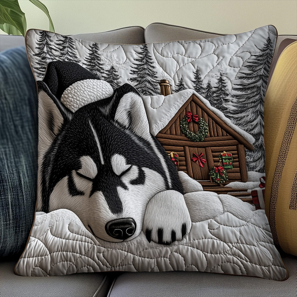 Winter Husky Charm Quilted Pillow Case GFTOTP12956