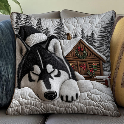Winter Husky Charm Quilted Pillow Case GFTOTP12956