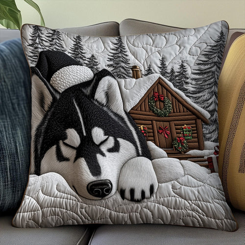 Winter Husky Charm Quilted Pillow Case GFTOTP12956