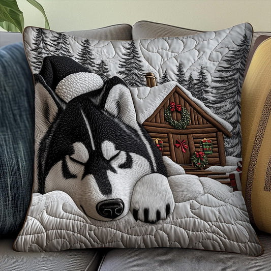Winter Husky Charm Quilted Pillow Case GFTOTP12956