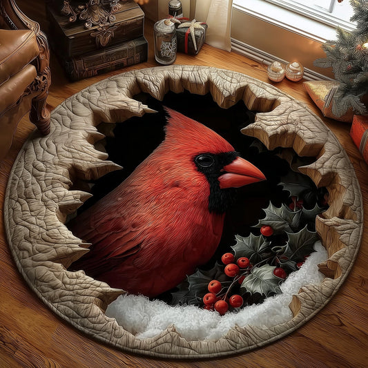 Yuletide Cardinal Quilted Round Mat GFTOTP13094