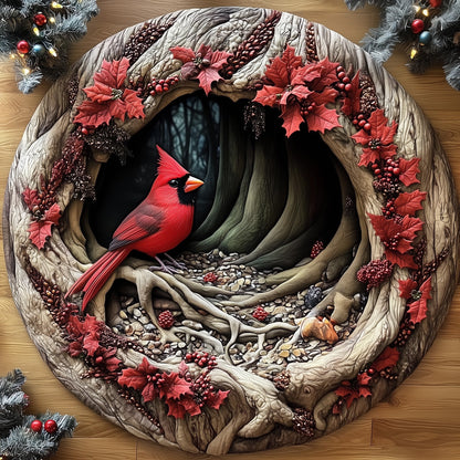 Yuletide Cardinal Quilted Round Mat GFTOTP13095