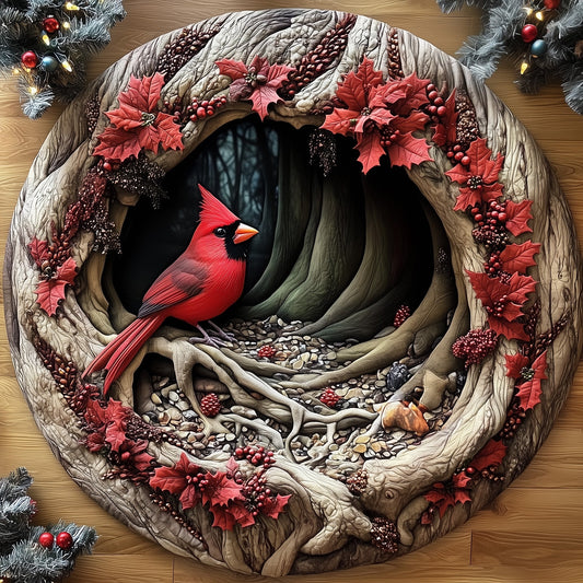 Yuletide Cardinal Quilted Round Mat GFTOTP13095