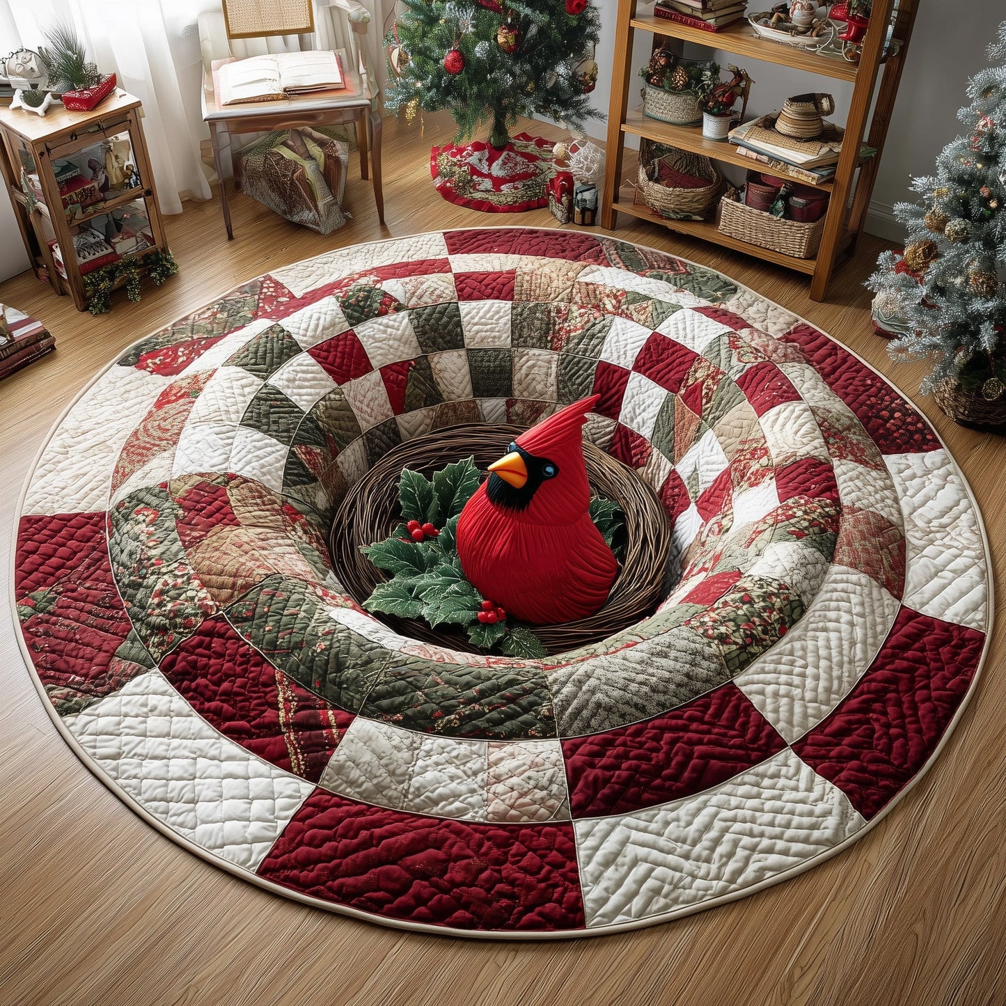 Yuletide Cardinal Quilted Round Mat GFTOTP13098