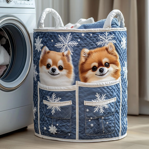 Pomeranian Charm Quilted Laundry Basket GFTOTP13109