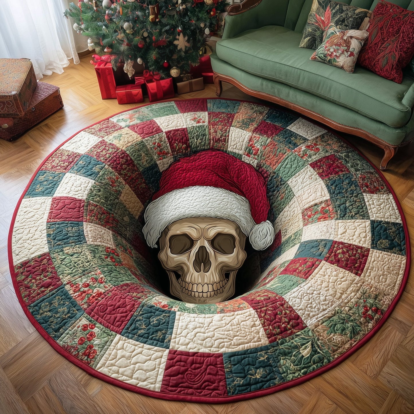 Merry Macabre Quilted Round Mat GFTOTP13156