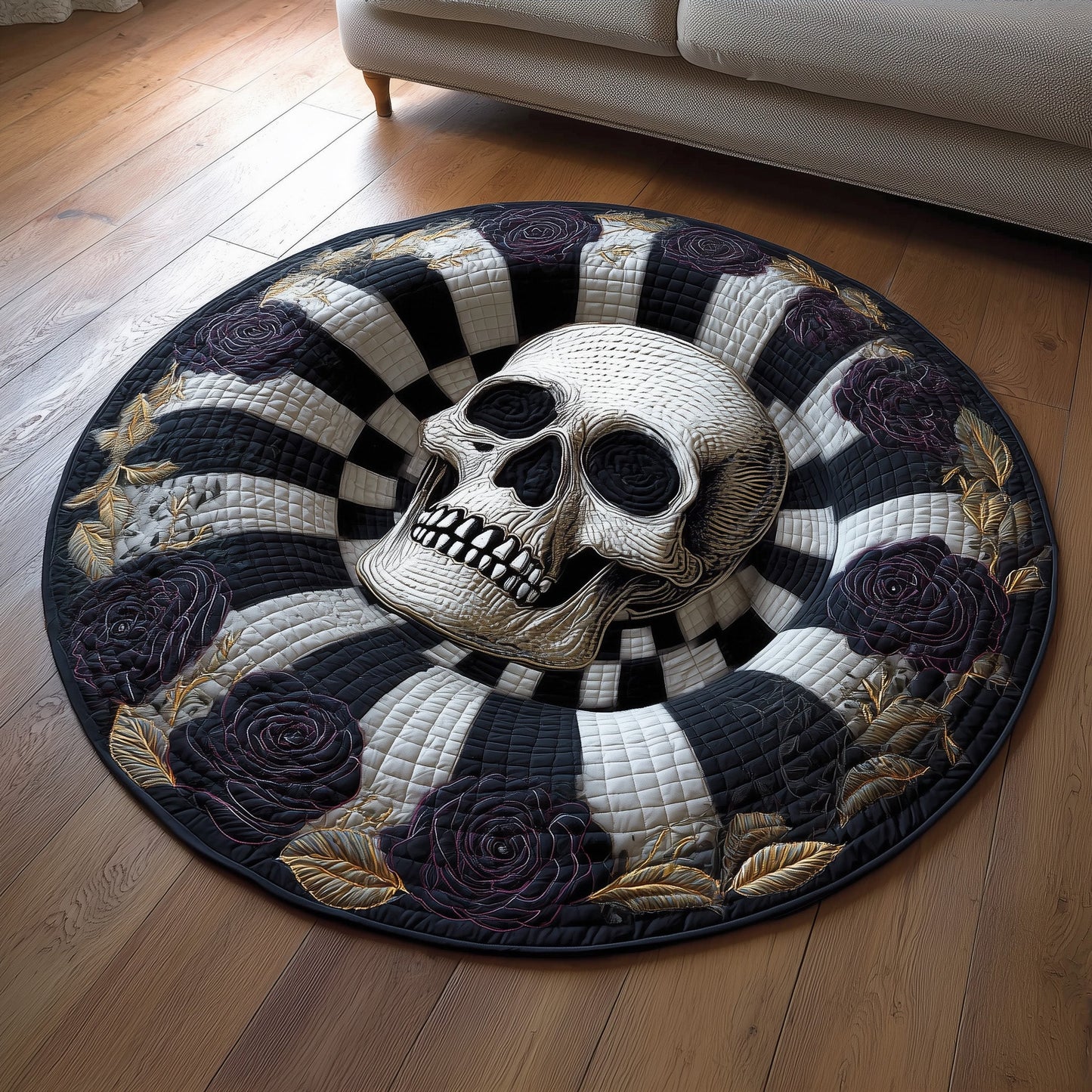 Gothic Calavera Quilted Round Mat GFTOTP13159