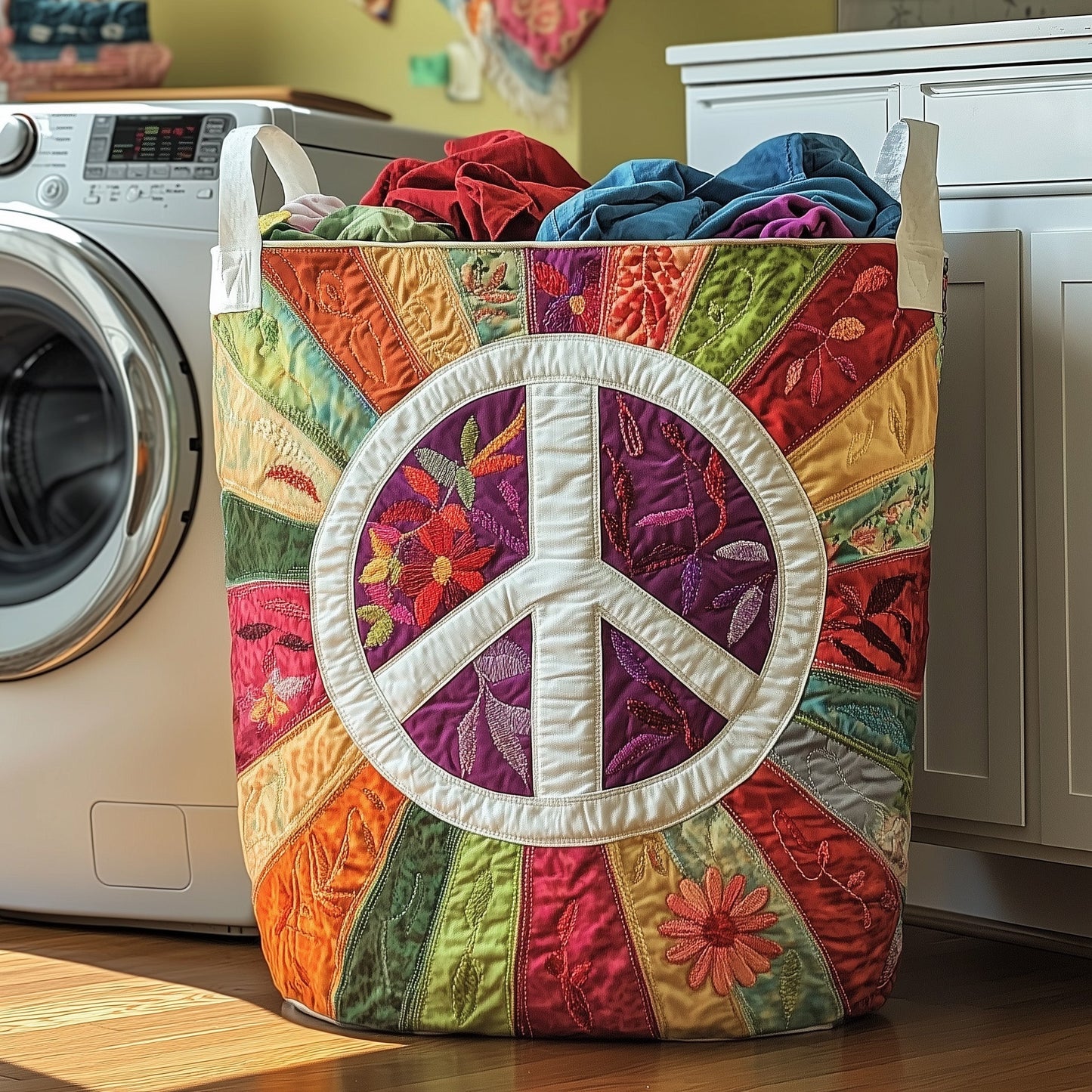 Groovy Vibes Quilted Laundry Basket GFTOTP13274