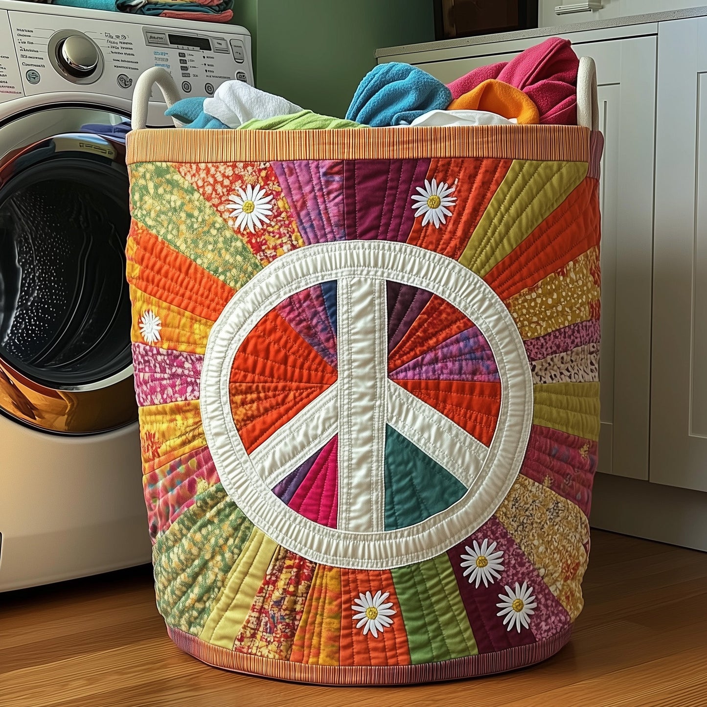 Groovy Vibes Quilted Laundry Basket GFTOTP13276