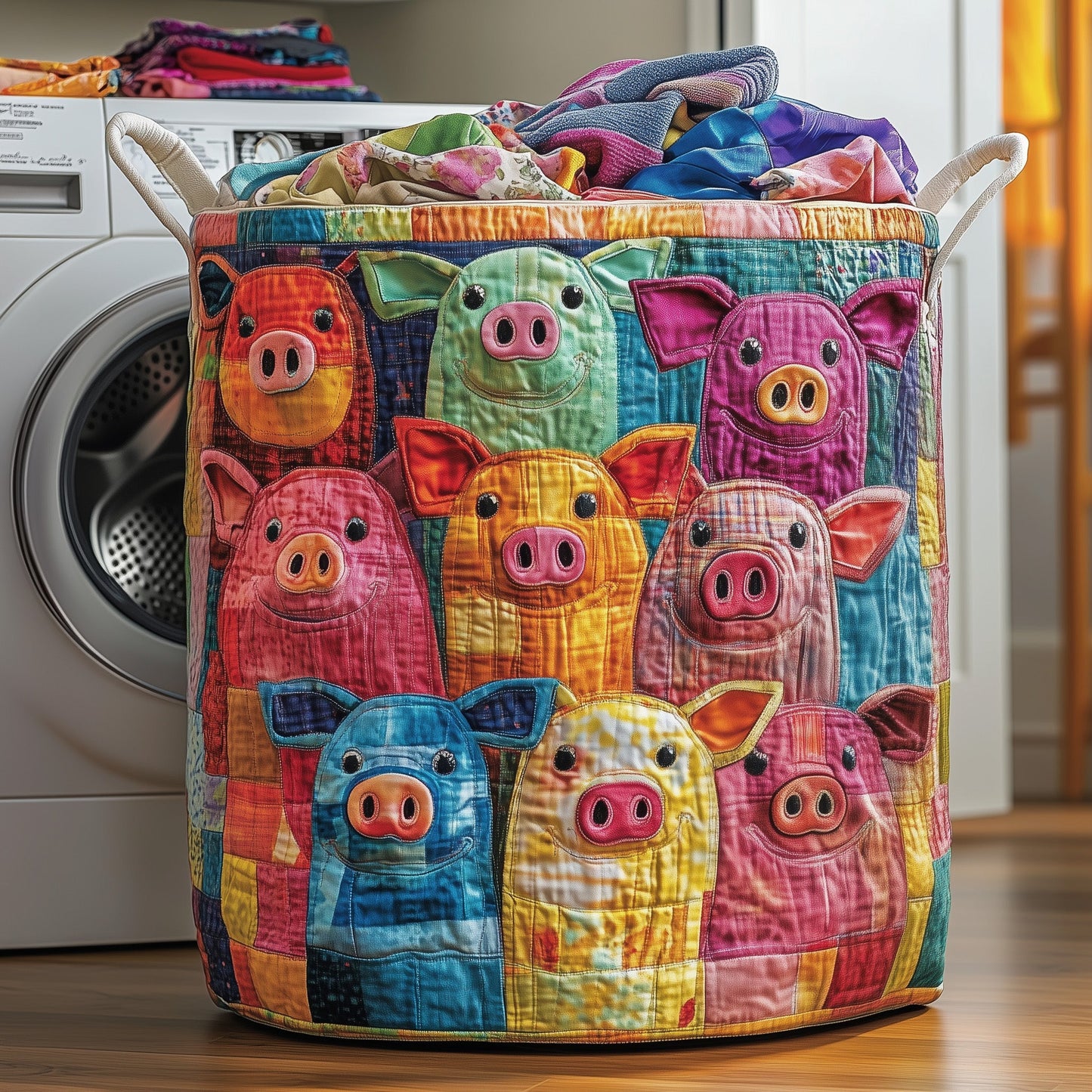 Pasture Piglet Quilted Laundry Basket GFTOTP13280