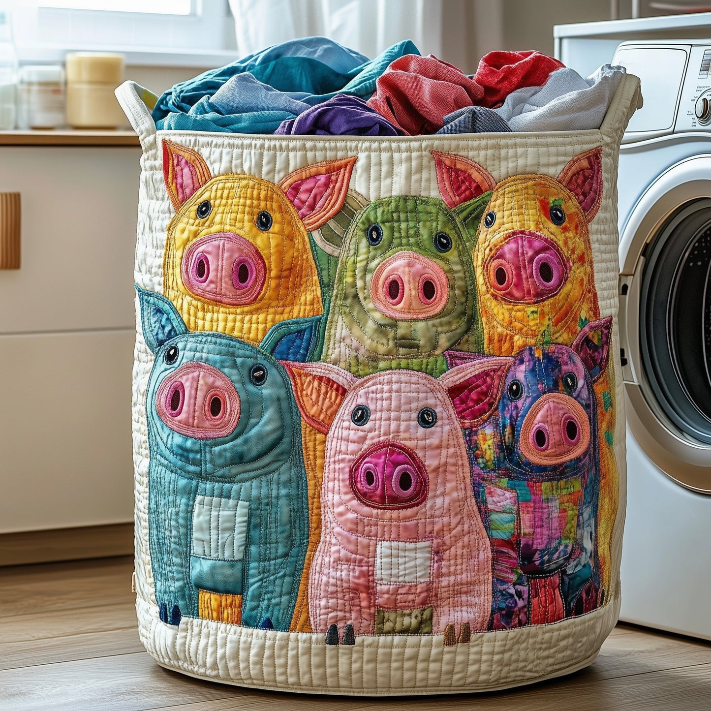 Pasture Piglet Quilted Laundry Basket GFTOTP13281