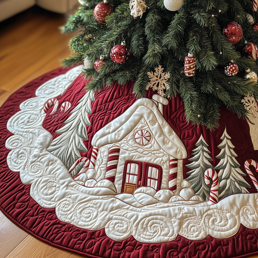 Candy Canes Whimsical House Quilted Tree Skirt GFTOTP1330
